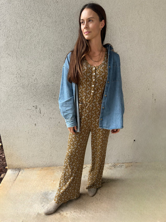 Mustard/floral jumpsuit